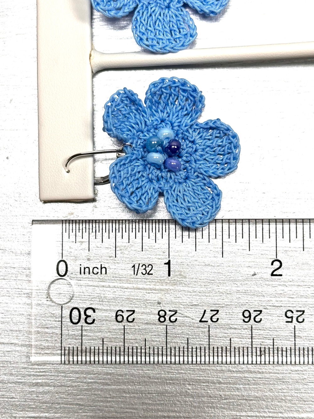 Handmade Crochet Floral Earrings - Picture 2 of 2